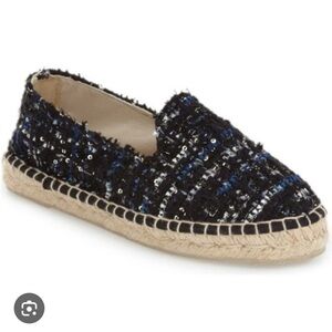 Manebi NWOB sequin navy tweed espadrille flats